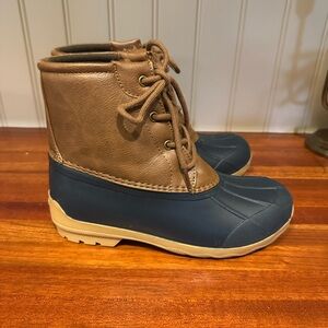 Kids' Sperry Brown Leather and Blue Port Boots